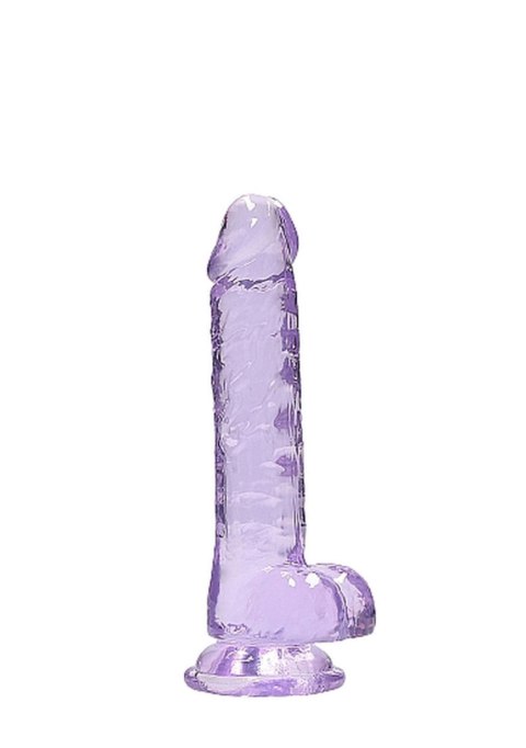 Dildo na przyssawce, 7.0, krystaliczne, fiołkowe, z jądrami, TPE Dildo na przyssawce, 7.0, krystaliczne, fiołkowe, z jądrami, TPE