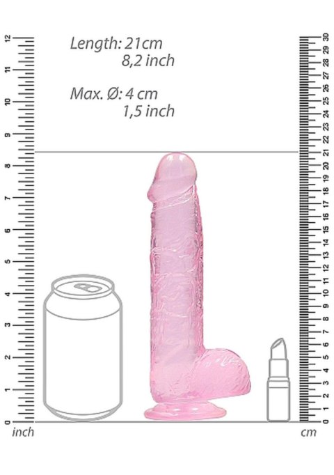 Dildo na przyssawce, 8.0, krystalicznie różowe, z jądrami, TPR Dildo na przyssawce, 8.0, krystalicznie różowe, z jądrami, TPR