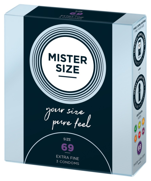 Prezerwatywy Mister Size 69, szerokość 69 mm, największy rozmiar dostepny na rynku, pudełko 3 szt. Prezerwatywy Mister Size 69, szerokość 69 mm, największy rozmiar dostepny na rynku, pudełko 3 szt.