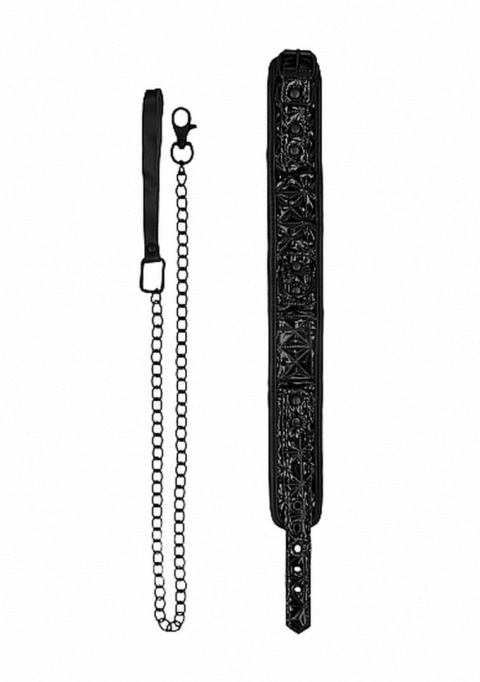Obroża Luxury Collar, lakierowana sztuczna skóra, ze smyczą z łańcucha. Obroża Luxury Collar, lakierowana sztuczna skóra, ze smyczą z łańcucha.