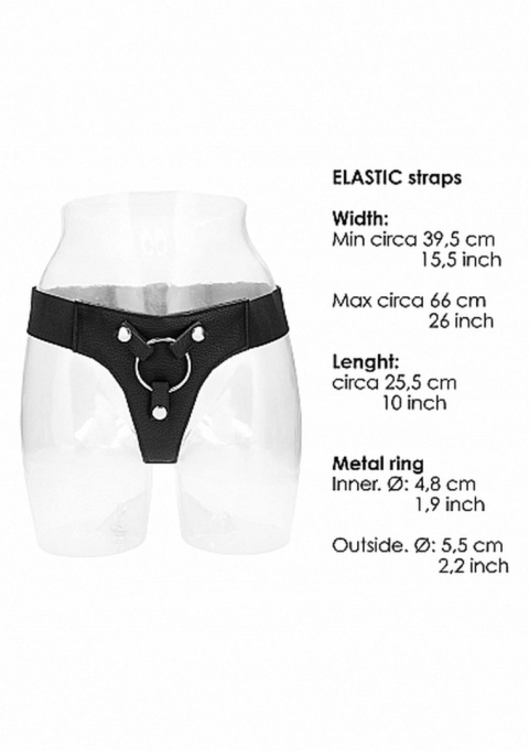 Uprząż RealRock Elastic Harness do strap-ona, wygodne majtki z szerokiej gumy z metalowym kółkiem Uprząż RealRock Elastic Harness do strap-ona, wygodne majtki z szerokiej gumy z metalowym kółkiem