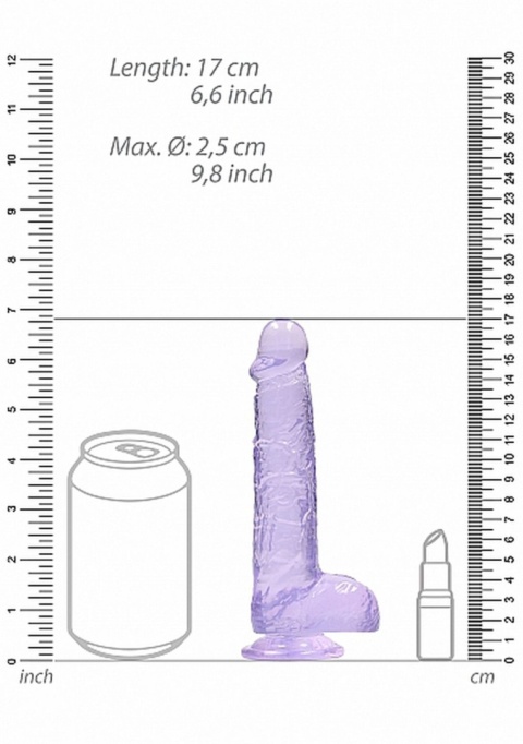 Dildo na przyssawce, 6.0, krystalicznie fiołkowe, z jądrami, TPE Dildo na przyssawce, 6.0, krystalicznie fiołkowe, z jądrami, TPE