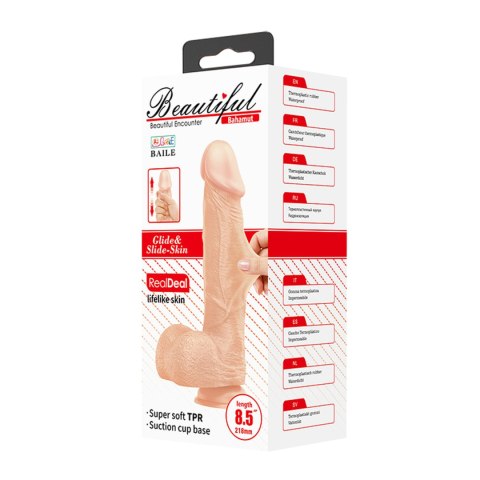 Dildo na przyssawce, Bahamut 8,5, TPR, bez wibracji, przesuwna skóra Dildo na przyssawce, Bahamut 8,5, TPR, bez wibracji, przesuwna skóra