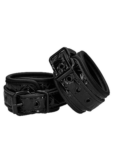 Kajdanki na ręce, z miękkim wyłożeniem, winyl, neopren, metal, klamry, Luxury Kajdanki na ręce, z miękkim wyłożeniem, winyl, neopren, metal, klamry, Luxury