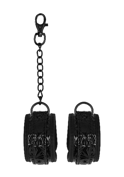 Kajdanki na ręce, z miękkim wyłożeniem, winyl, neopren, metal, klamry, Luxury Kajdanki na ręce, z miękkim wyłożeniem, winyl, neopren, metal, klamry, Luxury