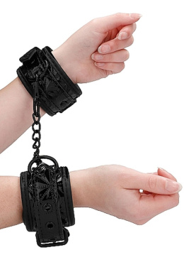 Kajdanki na ręce, z miękkim wyłożeniem, winyl, neopren, metal, klamry, Luxury
