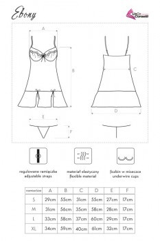 Komplet: koszulka i stringi, Ebony, biustonosz z fiszbinami, LivCorsetti Komplet: koszulka i stringi, Ebony, biustonosz z fiszbinami, LivCorsetti