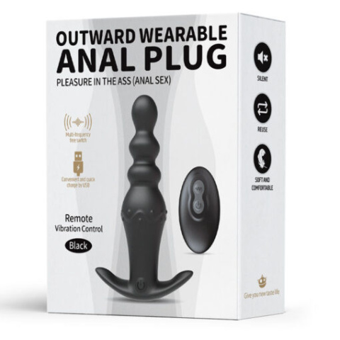 Korek analny z wibracjami i pilotem bezprzewodowym, można nosić w każdej pozycji, silikon, USB Korek analny z wibracjami i pilotem bezprzewodowym, można nosić w każdej pozycji, silikon, USB