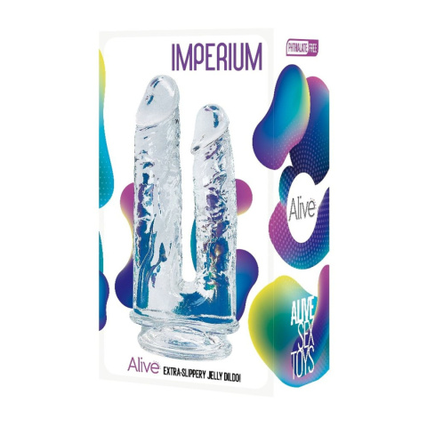 Podwójne dildo na przyssawce, bez wibracji, Imperium, TPE Podwójne dildo na przyssawce, bez wibracji, Imperium, TPE
