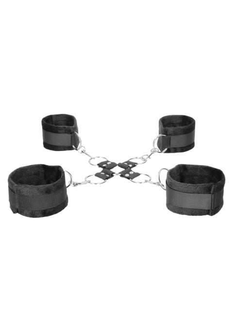 Wiązanie (krzyżak) typu hogtie, kajdanki na rzepy, metalowe karabińczyki, Ouch! Wiązanie (krzyżak) typu hogtie, kajdanki na rzepy, metalowe karabińczyki, Ouch!