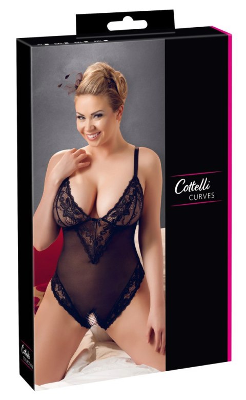 Body otwarte w kroku, Cottelli Curves, czarne Body otwarte w kroku, Cottelli Curves, czarne