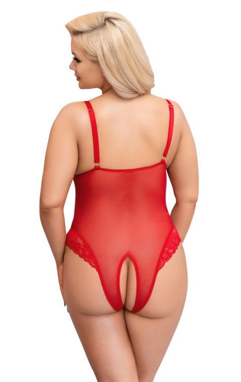 Body otwarte w kroku, Cottelli Curves, czerwone Body otwarte w kroku, Cottelli Curves, czerwone