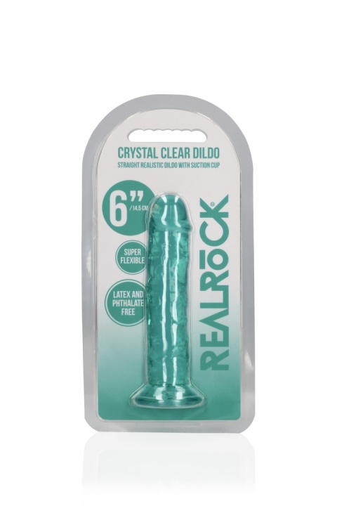 Dildo na przyssawce, 6.0, krystalicznie szmaragdowe, bez jąder, TPE Dildo na przyssawce, 6.0, krystalicznie szmaragdowe, bez jąder, TPE