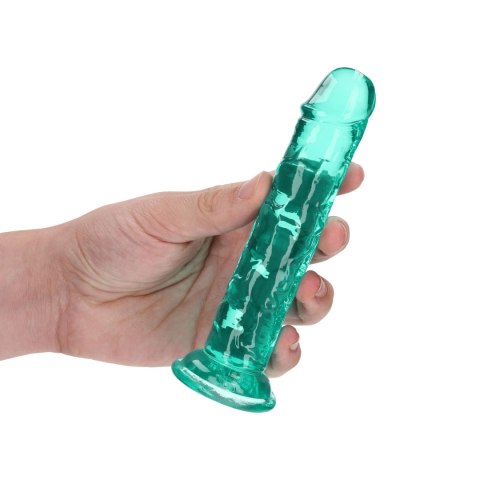 Dildo na przyssawce, 6.0, krystalicznie szmaragdowe, bez jąder, TPE Dildo na przyssawce, 6.0, krystalicznie szmaragdowe, bez jąder, TPE