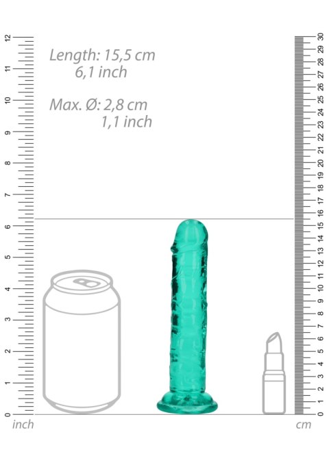 Dildo na przyssawce, 6.0, krystalicznie szmaragdowe, bez jąder, TPE Dildo na przyssawce, 6.0, krystalicznie szmaragdowe, bez jąder, TPE