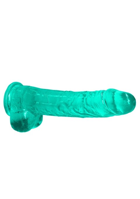 Dildo na przyssawce, 9.0, krystalicznie szmaragdowe, z jądrami, TPE Dildo na przyssawce, 9.0, krystalicznie szmaragdowe, z jądrami, TPE