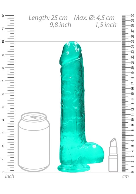 Dildo na przyssawce, 9.0, krystalicznie szmaragdowe, z jądrami, TPE Dildo na przyssawce, 9.0, krystalicznie szmaragdowe, z jądrami, TPE