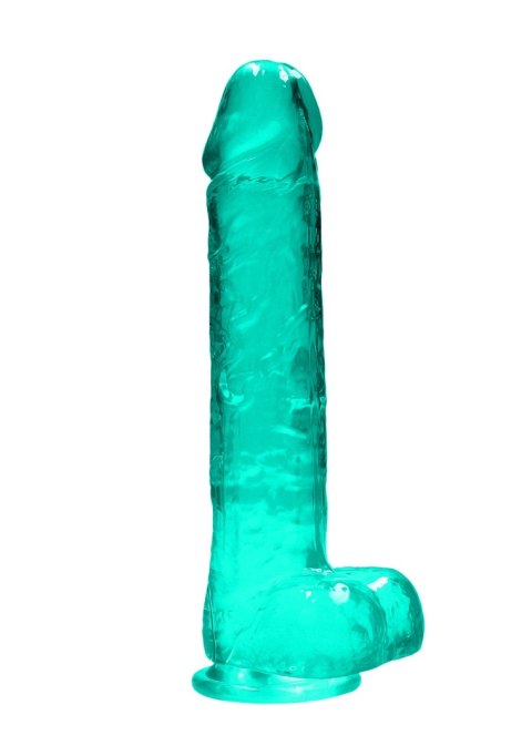 Dildo na przyssawce, 9.0, krystalicznie szmaragdowe, z jądrami, TPE Dildo na przyssawce, 9.0, krystalicznie szmaragdowe, z jądrami, TPE