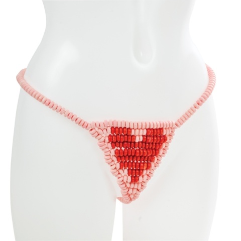 Stringi damskie, jadalne, zrobione z 330 cukierków pudrowych Stringi damskie, jadalne, zrobione z 330 cukierków pudrowych