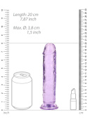 Dildo na przyssawce, 7.0, krystalicznie fiołkowe, bez jąder, TPE Dildo na przyssawce, 7.0, krystalicznie fiołkowe, bez jąder, TPE