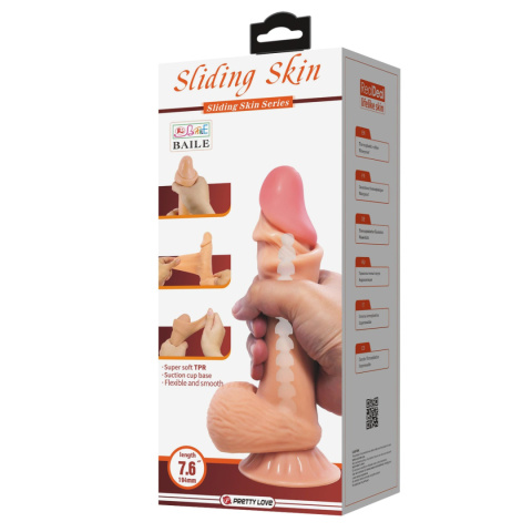 Dildo na przyssawce, bez wibracji, ruchoma skóra, TPR, Sliding Skin Bendable 7,6 Dildo na przyssawce, bez wibracji, ruchoma skóra, TPR, Sliding Skin Bendable 7,6