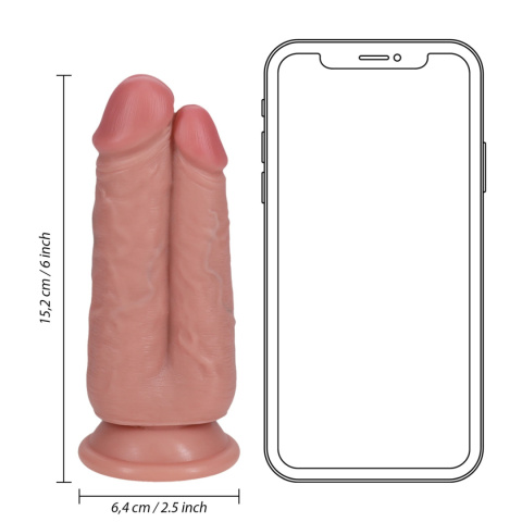 Dildo podwójne na przyssawce, 2 penisy razem, RealRock 5/6, PVC Dildo podwójne na przyssawce, 2 penisy razem, RealRock 5/6, PVC
