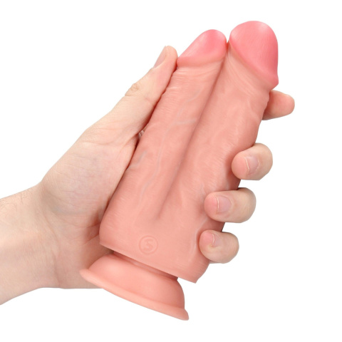 Dildo podwójne na przyssawce, 2 penisy razem, RealRock 5/6, PVC Dildo podwójne na przyssawce, 2 penisy razem, RealRock 5/6, PVC