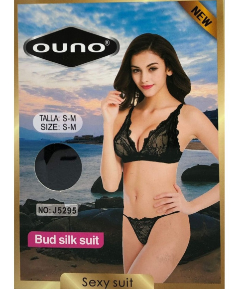 Komplet bielizny Sexy Suit (biustonosz bralette i stringi), czarny, Ouno Komplet bielizny Sexy Suit (biustonosz bralette i stringi), czarny, Ouno