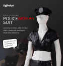 Kostium policjantki, duży zestaw, 7 części, rozmiar M, dzianina w optyce skóry, Roomfun Kostium policjantki, duży zestaw, 7 części, rozmiar M, dzianina w optyce skóry, Roomfun