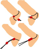Pierścień erekcyjny typu "lasso", na penisa i jądra, z regulowanym obwodem, silikon Pierścień erekcyjny typu "lasso", na penisa i jądra, z regulowanym obwodem, silikon
