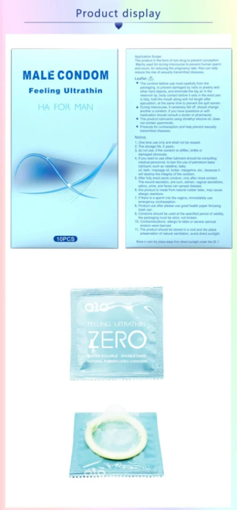 Prezerwatywy OLO, bardzo cienkie, lateks, 10 szt. Prezerwatywy OLO, bardzo cienkie, lateks, 10 szt.