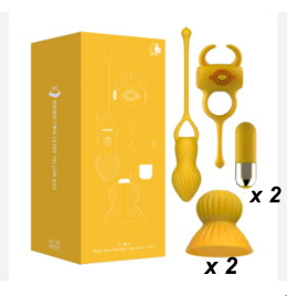 Zestaw zabawek erotycznych Leten Yellow Box, 6 części, silikon, USB