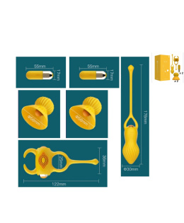 Zestaw zabawek erotycznych Leten Yellow Box, 6 części, silikon, USB