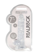 Dildo na przyssawce, 7.0, krystaliczne, bezbarwne, z jądrami, TPE Dildo na przyssawce, 7.0, krystaliczne, bezbarwne, z jądrami, TPE
