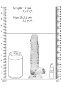 Dildo na przyssawce, 7.0, krystaliczne, bezbarwne, z jądrami, TPE Dildo na przyssawce, 7.0, krystaliczne, bezbarwne, z jądrami, TPE