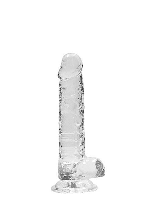 Dildo na przyssawce, 7.0, krystaliczne, bezbarwne, z jądrami, TPE Dildo na przyssawce, 7.0, krystaliczne, bezbarwne, z jądrami, TPE