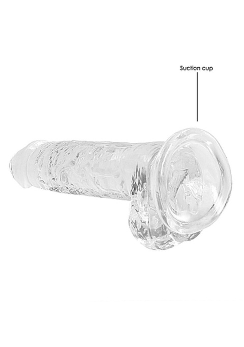 Dildo na przyssawce, 7.0, krystaliczne, bezbarwne, z jądrami, TPE Dildo na przyssawce, 7.0, krystaliczne, bezbarwne, z jądrami, TPE