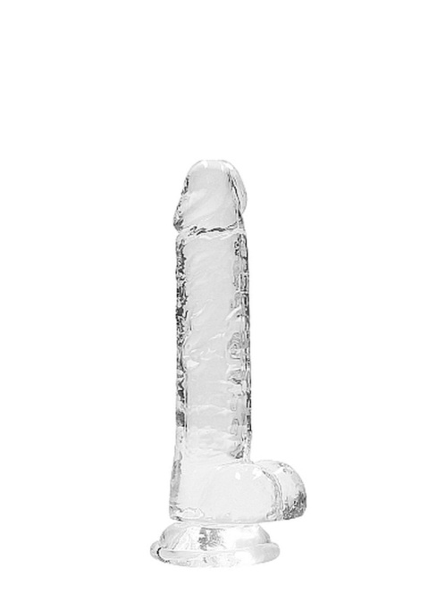 Dildo na przyssawce, 7.0, krystaliczne, bezbarwne, z jądrami, TPE Dildo na przyssawce, 7.0, krystaliczne, bezbarwne, z jądrami, TPE