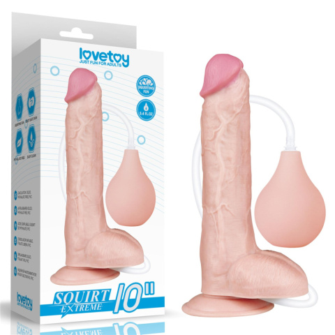 Dildo na przyssawce, z wytryskiem, 10", PVC Dildo na przyssawce, z wytryskiem, 10", PVC