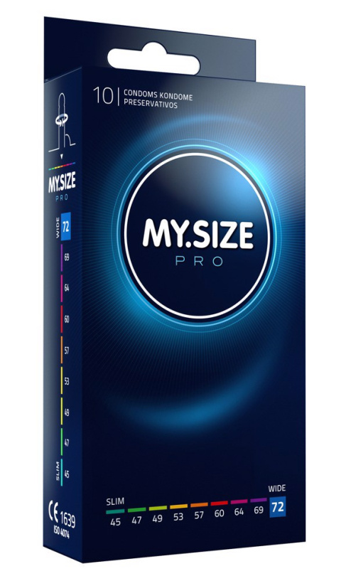 Prezerwatywy hypoalergiczne MY.SIZE PRO, rozmiar 72 mm (gigant), pudełko 10 szt. Prezerwatywy hypoalergiczne MY.SIZE PRO, rozmiar 72 mm (gigant), pudełko 10 szt.