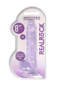 Dildo na przyssawce, 8.0, krystalicznie fiołkowe, z jądrami, TPR Dildo na przyssawce, 8.0, krystalicznie fiołkowe, z jądrami, TPR