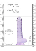 Dildo na przyssawce, 8.0, krystalicznie fiołkowe, z jądrami, TPR Dildo na przyssawce, 8.0, krystalicznie fiołkowe, z jądrami, TPR