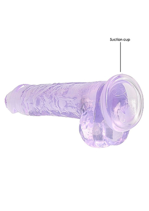 Dildo na przyssawce, 8.0, krystalicznie fiołkowe, z jądrami, TPR Dildo na przyssawce, 8.0, krystalicznie fiołkowe, z jądrami, TPR