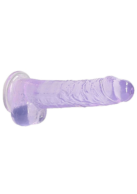 Dildo na przyssawce, 8.0, krystalicznie fiołkowe, z jądrami, TPR Dildo na przyssawce, 8.0, krystalicznie fiołkowe, z jądrami, TPR