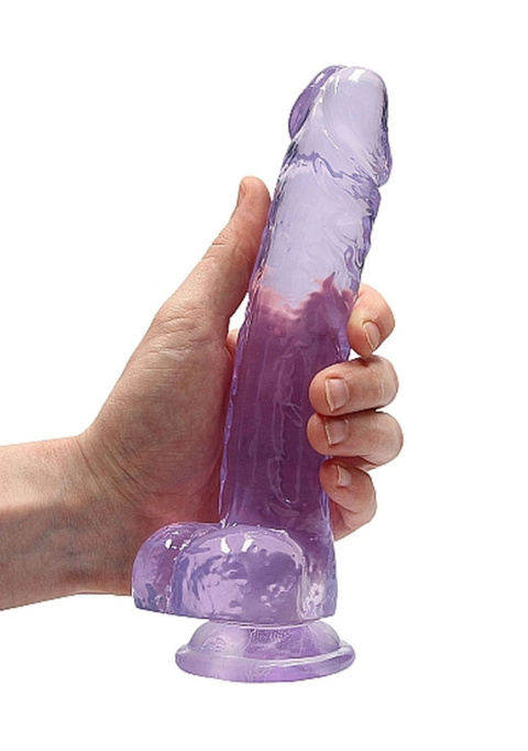 Dildo na przyssawce, 8.0, krystalicznie fiołkowe, z jądrami, TPR Dildo na przyssawce, 8.0, krystalicznie fiołkowe, z jądrami, TPR