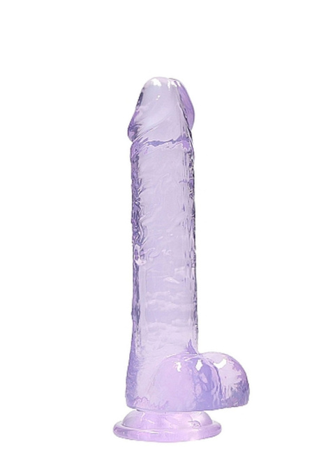 Dildo na przyssawce, 8.0, krystalicznie fiołkowe, z jądrami, TPR Dildo na przyssawce, 8.0, krystalicznie fiołkowe, z jądrami, TPR