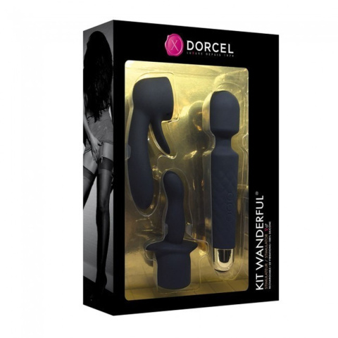 Magiczna różdżka premium z dwiema, dodatkowymi nakładkami, Kit Wanderful Dorcel Magiczna różdżka premium z dwiema, dodatkowymi nakładkami, Kit Wanderful Dorcel