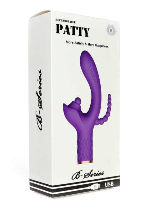 Wibrator Patty do stymulacji 3 punktów jednocześnie, USB, silikon Wibrator Patty do stymulacji 3 punktów jednocześnie, USB, silikon