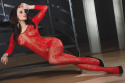 Bodystocking Abra, czarne lub czerwone, z rękawami, otwarte w kroku, LivcoCorsetti