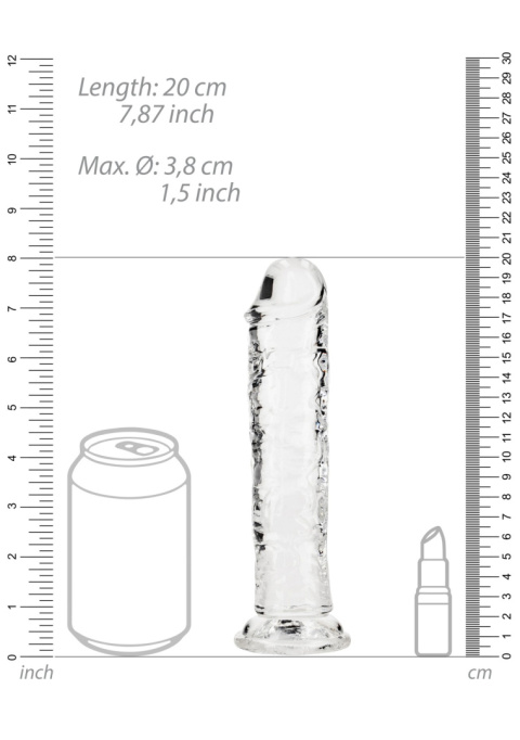 Dildo na przyssawce, 7.0, krystalicznie przejrzyste, bez jąder, TPE Dildo na przyssawce, 7.0, krystalicznie przejrzyste, bez jąder, TPE
